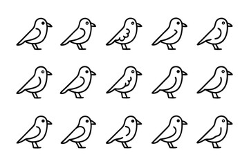 Tiny Bird Pattern: A whimsical array of stylized songbirds delicately poised on a pristine backdrop, offering a seamless pattern perfect for textile, wallpaper, or illustrative design.