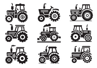 Obraz premium Tractor silhouette vector illustration Set