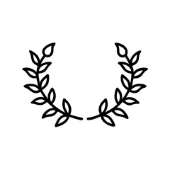 Outline a laurel wreath with leaves on a branch nature