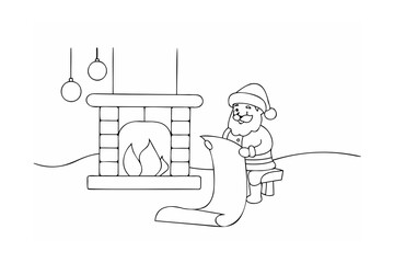Santa Claus reading list by fireplace christmas