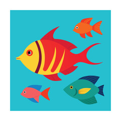 Naklejka premium Exotic Fish Collection in Simple Vector Art
