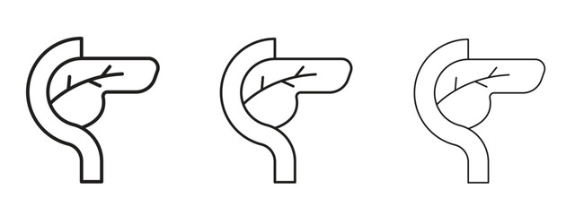 pancreas icons. Outline or line icon design bundle.