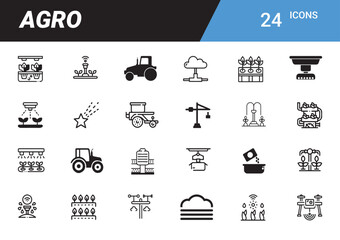 Agro Icons: A comprehensive collection of agro icons suitable for various design projects, these icons represent agricultural elements, perfect for websites, presentations.