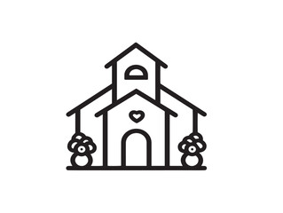 Elegant Wedding Invitation Icon Minimalist 2D Vector Line Art  