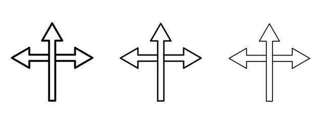 Three directions icons. Outline or line icon design bundle.