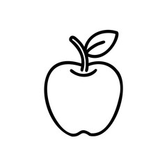 Simple outline an apple with a leaf stem fruit food