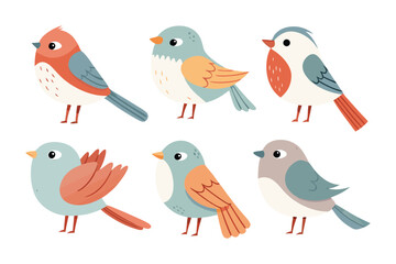 Colorful avian companions: a vibrant collection of illustrated bird characters, each displaying its own unique plumage and charm. 