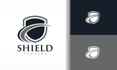Shield Logo with Curved Swish Modern Security Icon