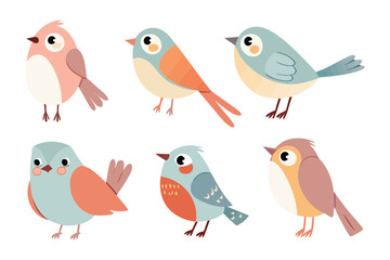 Cute little birds collection: a cheerful group of cute birds showcasing vivid colors and adorable designs, perfect for adding a touch of joy and whimsy. 