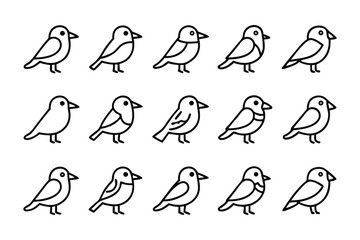 Birds in Illustration: A collection of illustrated birds, rendered in a clean and minimalist style, perfect for any design project.