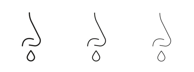 Runny nose icons. Outline or line icon design bundle.