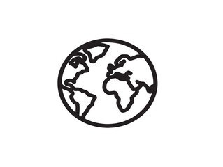 Elegant World Icon Minimalist 2D Vector Clean Line Drawing  