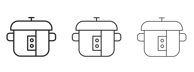 pressure cooker icons. Outline or line icon design bundle.