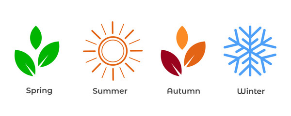 Spring, Summer, Autumn, Winter Symbols  Modern Design for Print