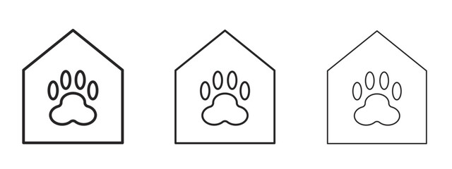 Pet shelter icons. Outline or line icon design bundle.