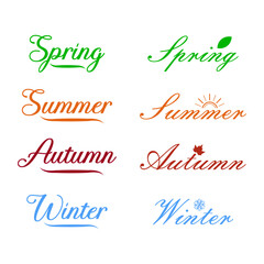 Spring, Summer, Autumn, Winter  Seasonal Typography Logos for Branding