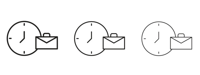 Office time icons. Outline or line icon design bundle.