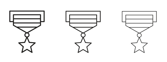 Military medal icons. Outline or line icon design bundle.