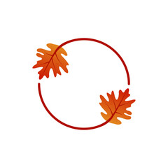 Autumn Leaves Circular Frame  Modern Logo for Branding