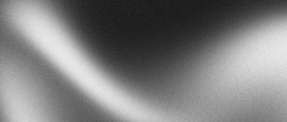 Black white grainy background, with dark gray abstract noise texture and gradient shape, for monochrome banner header cover design