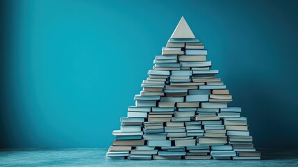 Administrative pyramid built from hovering files for business process optimization, company structure visualizations, and enterprise software interfaces.