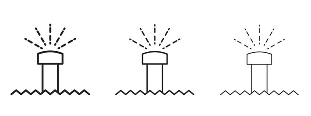 Lawn sprinkler icons. Outline or line icon design bundle.