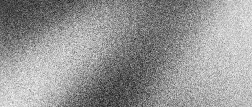 Black white grainy background, with dark gray abstract noise texture and gradient shape, for monochrome banner header cover design