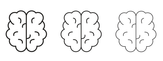 Human brain icons. Outline or line icon design bundle.