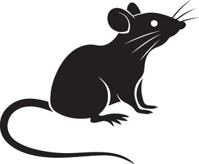 Stylized Silhouette of a Mouse Standing on Hind Legs with Curled Tail a Vector Illustration