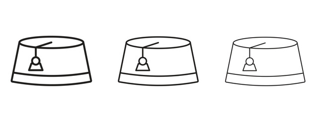 Fez hat icons. Outline or line icon design bundle.