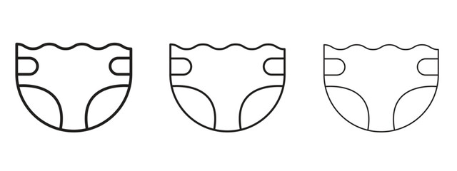 diaper icons. Outline or line icon design bundle.