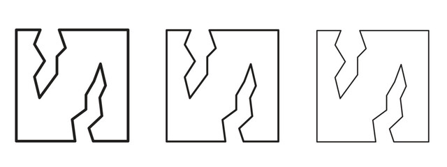 Crack icons. Outline or line icon design bundle.