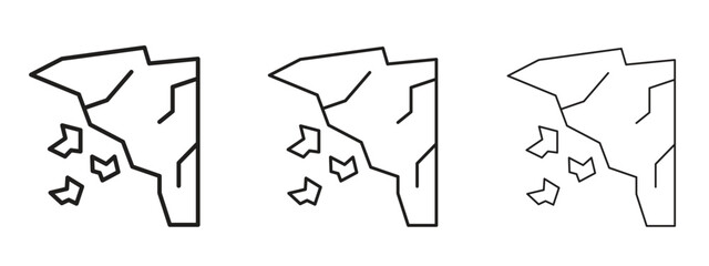 Cliff icons. Outline or line icon design bundle.