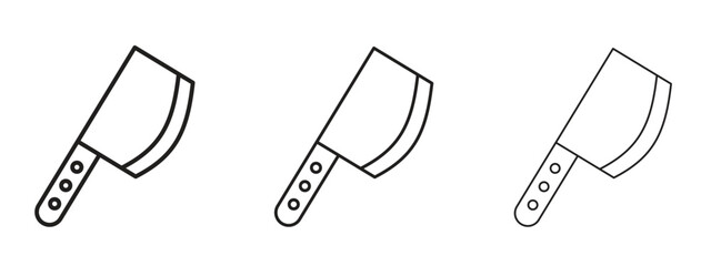 Chopper knife icons. Outline or line icon design bundle.