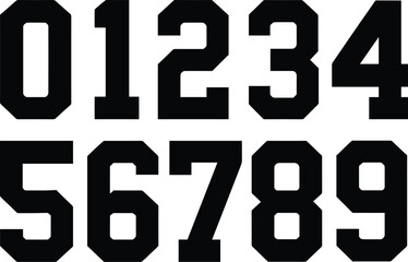 Sports jersey numbers bundle vector black silhouette print design
