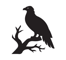 Fototapeta premium Silhouette of eagle on a tree branch. Vector illustration.