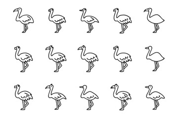 Obraz premium Flamingo Pattern: A symmetrical, artistic illustration of multiple flamingos arranged in rows, showcasing clean lines and elegant minimalism.
