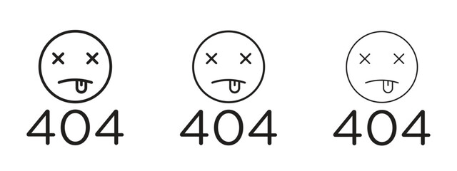 404 Error icons. Outline or line icon design bundle.
