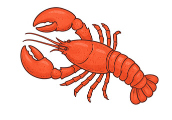 Red Lobster Seafood Crustacean Marine Animal Cartoon Illustration