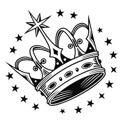 Sharpcrowndesignwithstarsblackvectortattoo1 &ndash; Icon Set &ndash; Cartoon Graphic &ndash; Icon Set &ndash; Minimal Artwork.svg