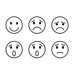 Emotions doodle set conveys happiness, sadness, surprise, and disappointment feelings