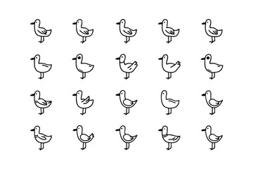 Duck pattern array: An array of charmingly sketched duck illustrations creating a repeating pattern, perfect for adding a touch of whimsy and simplicity to any design project. 