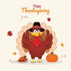 thanksgiving day with turkey character illustration
