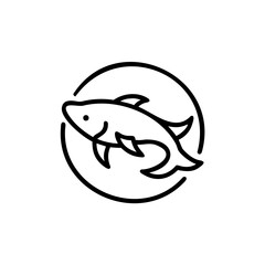 Minimalist line art koi fish in circle frame carp animal