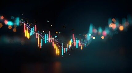 Colorful financial data chart graphic design.