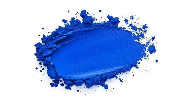 Vibrant cobalt blue pigment smudge on a white background.