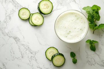 Refreshing cucumber mint smoothie, perfect for a healthy and cooling summer treat.