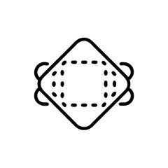 Outline a diamond shape with rounded corners dotted center abstract border