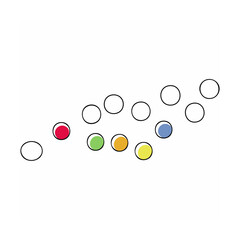 Colorful circles arranged diagonally abstract background