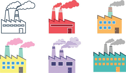 Obraz premium Colorful factories with smoke stacks create industrial scenes for business